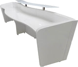 126 Inch Curved Wave High Gloss White 2-Person Welcome Desk
