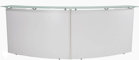 Two Person Standing Height Curved Welcome Desk with Glass Top