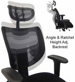 Multi-Function Mesh Chair w/Adjustable Sliding Seat Depth & Headrest