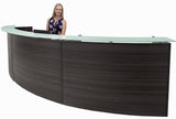 Three Person Standing Height Curved Welcome Desk with Glass Top