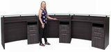 Three Person Standing Height Curved Welcome Desk with Glass Top