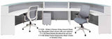 White 2-Person Wrap Around Glass Top Reception Desk