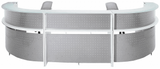 White 2-Person Wrap Around Glass Top Reception Desk
