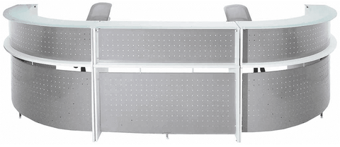 White 2-Person Wrap Around Glass Top Reception Desk