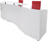 126 Inch Curved Wave High Gloss White 2-Person Welcome Desk