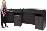 Two Person Standing Height Curved Welcome Desk with Glass Top