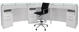 Three Person Standing Height Curved Welcome Desk with Glass Top