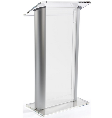 Frosted Plastic Podium With Aluminum Sides