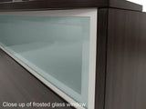 71 Inch Charcoal Woodgrain Reception Desk w/Frosted Glass Panel