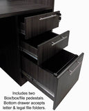 71 Inch Charcoal Woodgrain Reception Desk w/Frosted Glass Panel