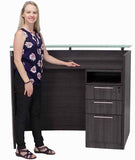 One Person Standing Height Curved Welcome Desk with Glass Top