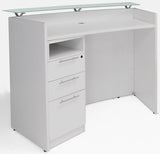 One Person Standing Height Curved Welcome Desk with Glass Top