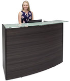One Person Standing Height Curved Welcome Desk with Glass Top