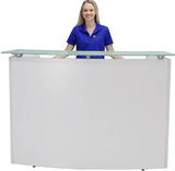One Person Standing Height Curved Welcome Desk with Glass Top